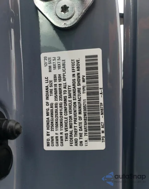 2021 Honda Cr-V Exl from USA, damaged, VIN 7FART6H82ME005711